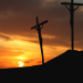 Sometimes the cross is real banner... Three crosses on a hill at sunset